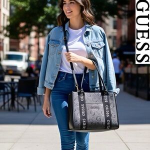GUESS Monochrome Logo Shoulder Bag